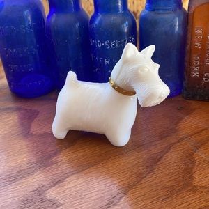 Vintage Milk Glass Scottie Dog Avon Cologne Bottle